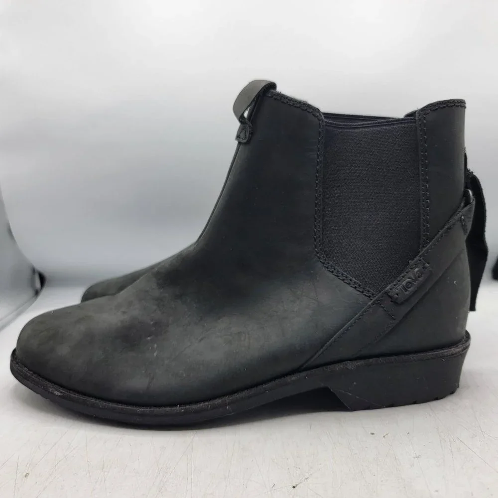 Teva Ellery Chelsea Womens 8.5 Black Waterproof Pull On Boots Casual 1111772